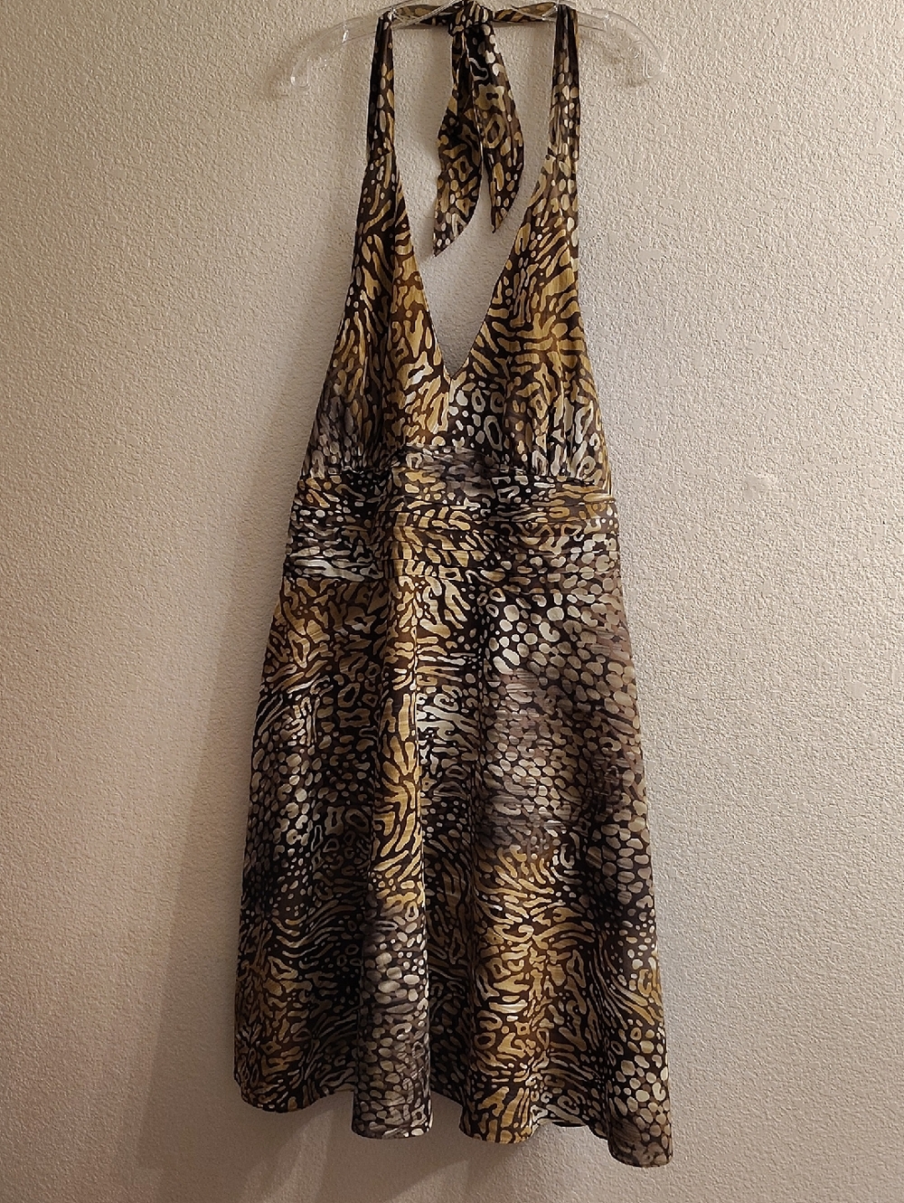 Cato Plus Size 20W Leapord Halter Backless Brown Cream Cotton Dress B17 X P